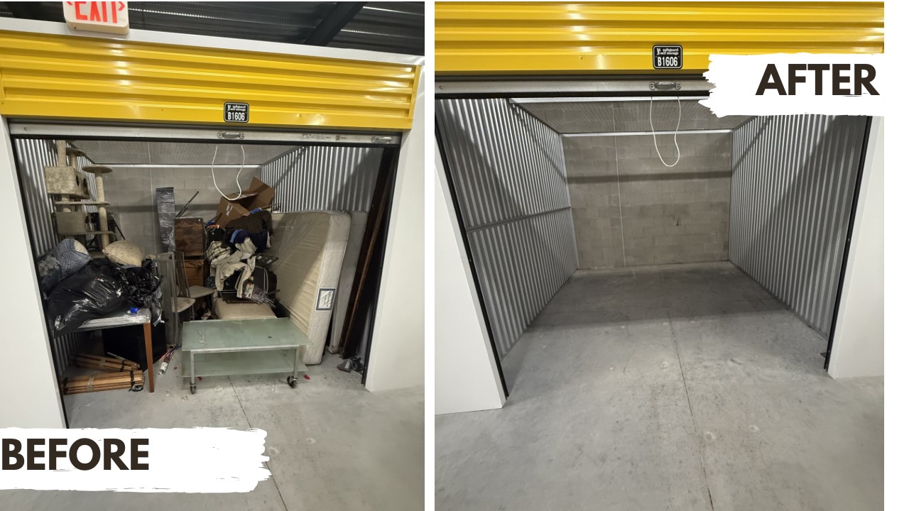 Before and after storage unit cleanout by Southwest Removal