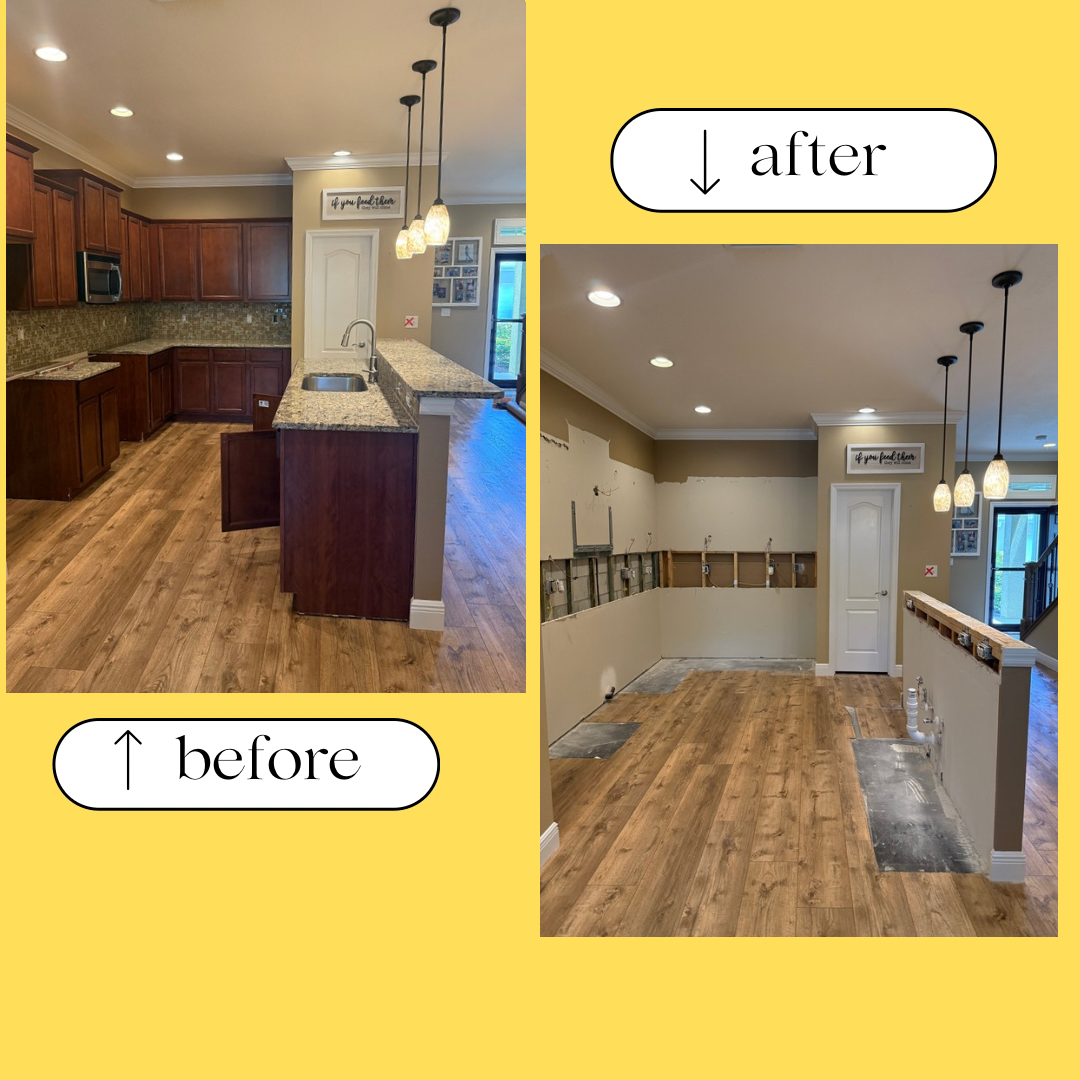 Kitchen demolition before and after in Tampa Bay by Southwest Removal