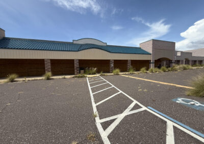 Shopping center secured with commercial board-up services in the Tampa Bay area.