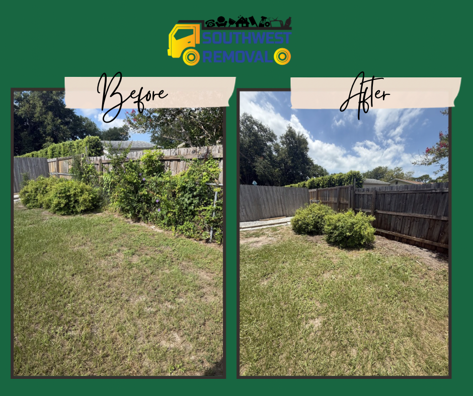 Before and after fence removal in Palm Harbor by Southwest Removal
